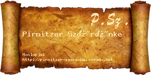 Pirnitzer Szörénke névjegykártya
